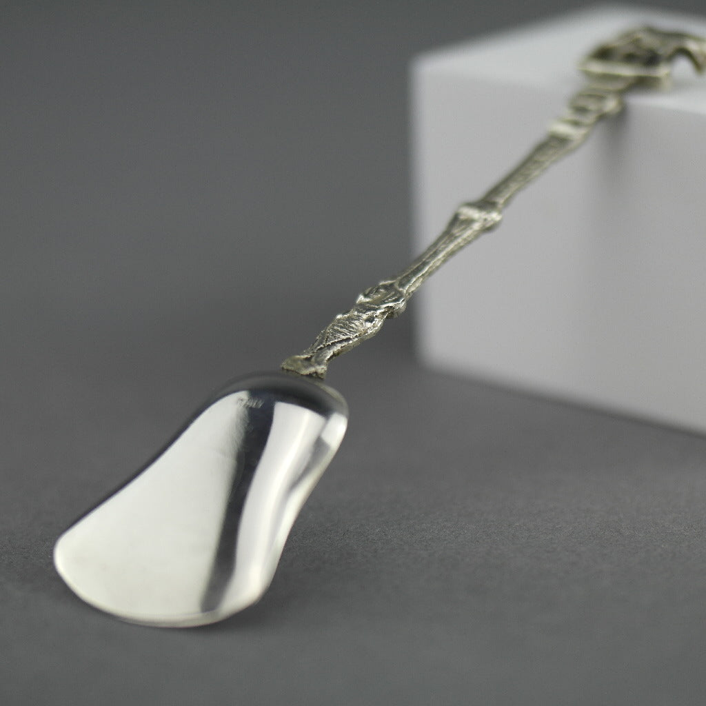 Antique silver plated spoon from Italy with Rome She-wolf on the top