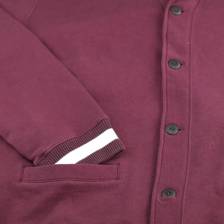 Polo Ralph Lauren Cotton Blend Fleece Cardigan Burgundy