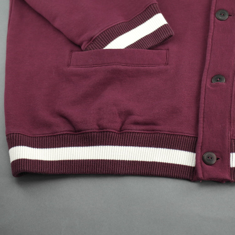 Polo Ralph Lauren Cotton Blend Fleece Cardigan Burgundy