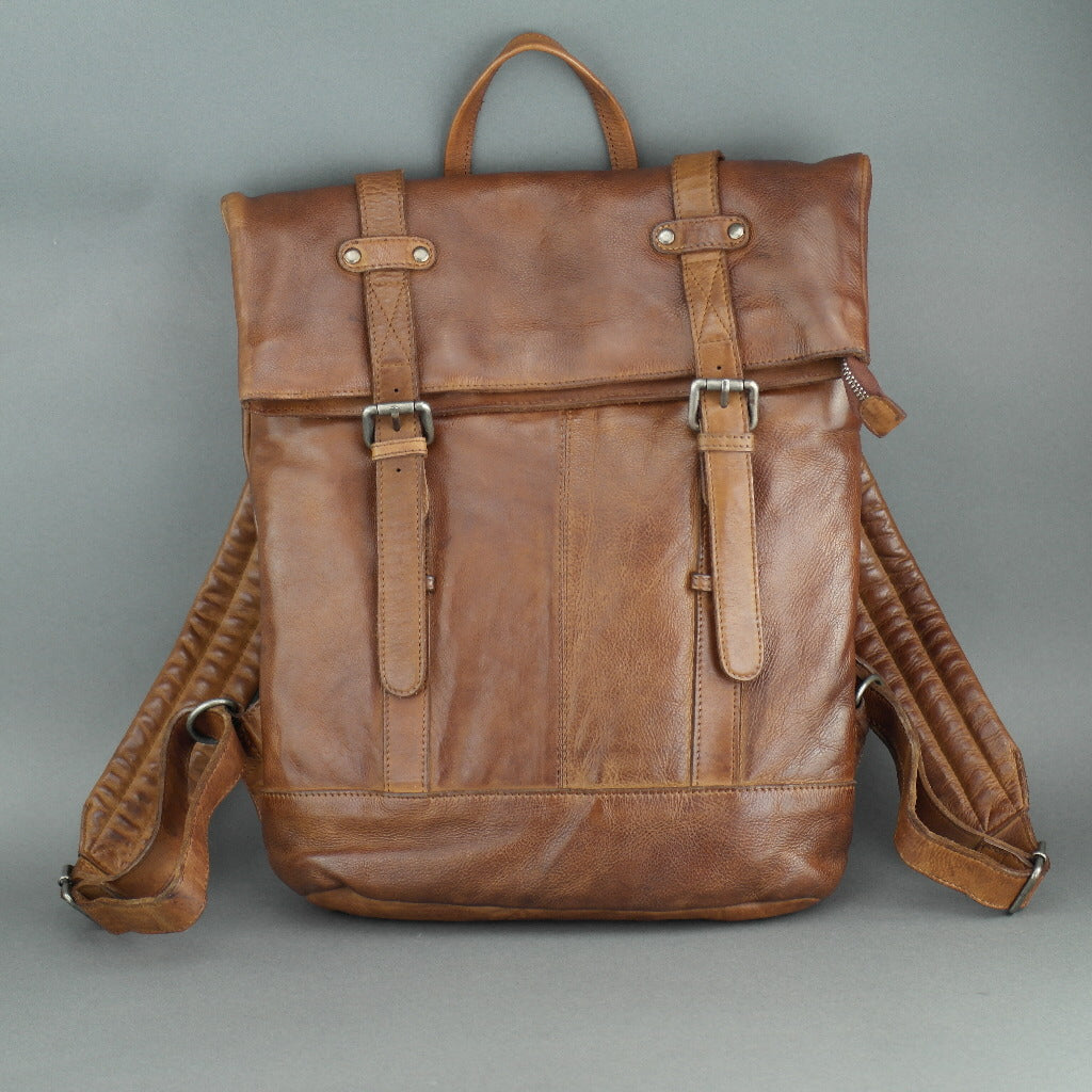 Vilenca Holland Tan Genuine Leather Business Backpack bag