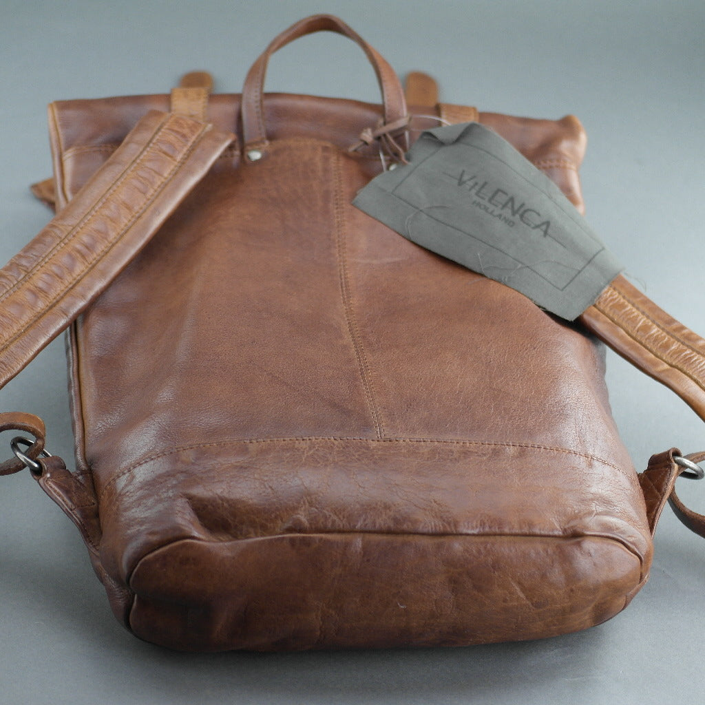 Vilenca Holland Tan Genuine Leather Business Backpack bag