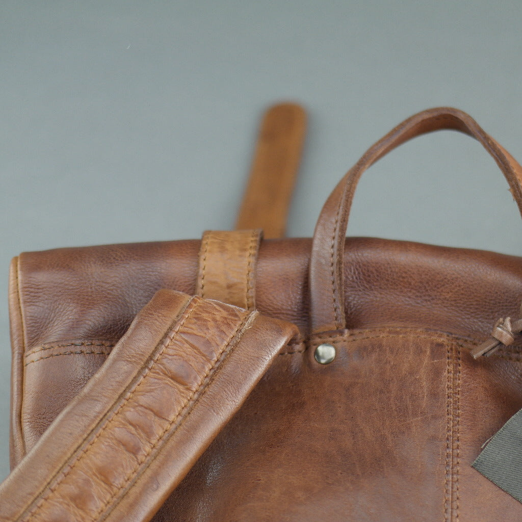 Vilenca Holland Tan Genuine Leather Business Backpack bag