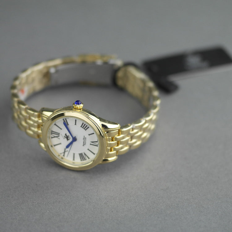 Beverly Hills Polo Club gold plated wristwatch with Roman numerals and blue hands