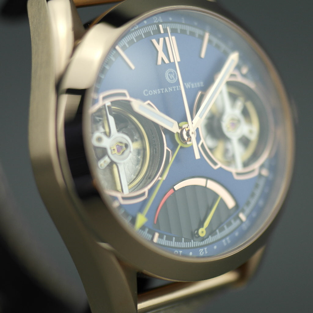 Constantin Weisz Automatic Double heart gold plated wrist watch with bracelet