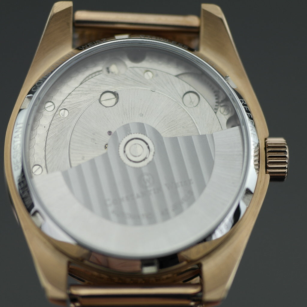 Constantin Weisz Automatic Double heart gold plated wrist watch with bracelet