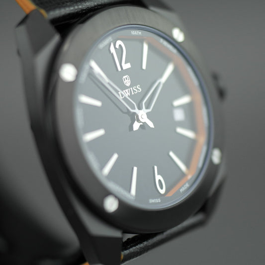 DWISS Limited Edition Swiss quartz black dial wristwatch with strap