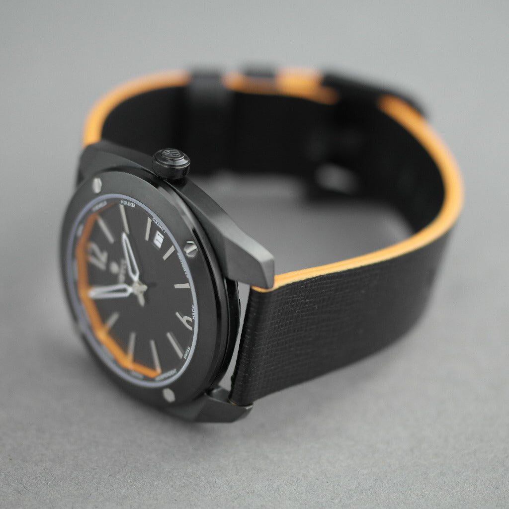 DWISS Limited Edition Swiss quartz black dial wristwatch with strap