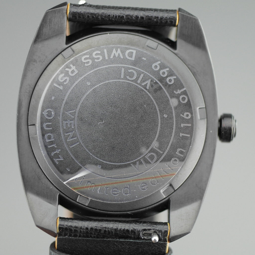 DWISS Limited Edition Swiss quartz black dial wristwatch with strap