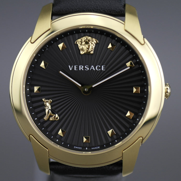 VERSACE Audrey Gold plated Quartz black dial wristwatch with strap