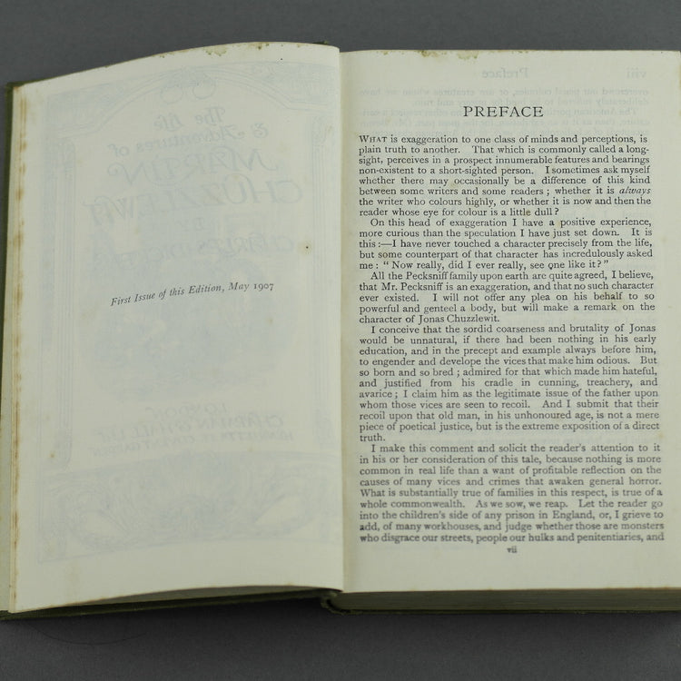 Erstausgabe eines antiken Buches von Charles Dickens „Martin Chuzzlewit“ aus dem Jahr 1907, London