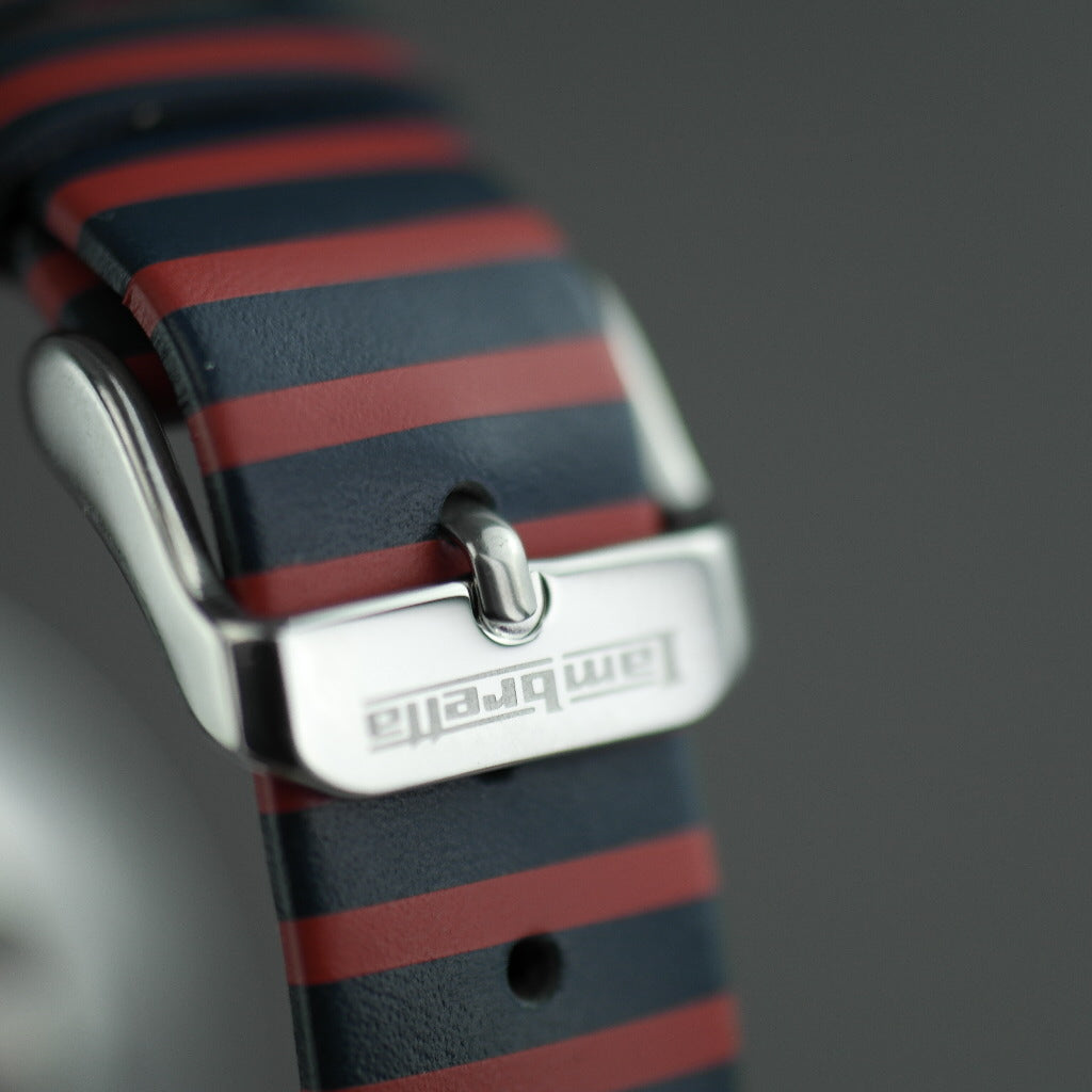 Lambretta Cielo Reloj de pulsera a rayas con correa de piel auténtica.