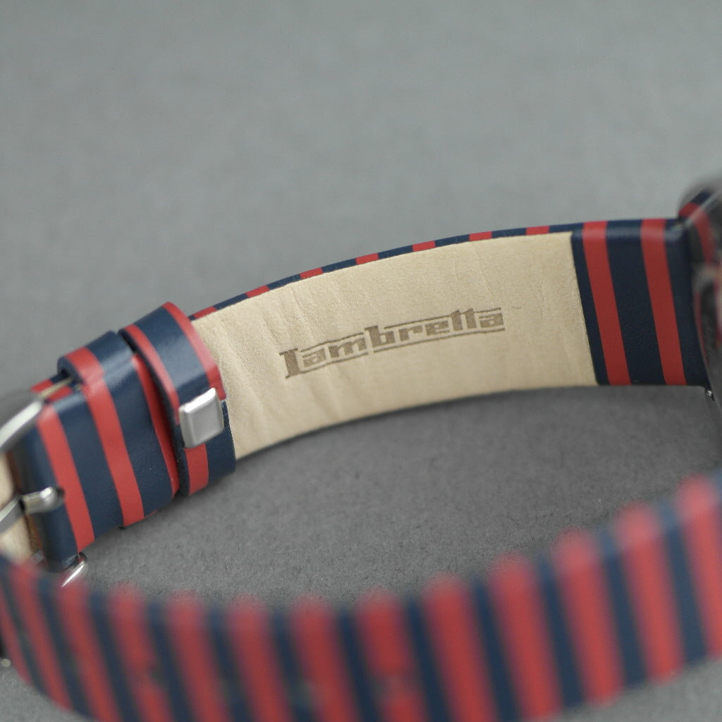 Lambretta Cielo Reloj de pulsera a rayas con correa de piel auténtica.