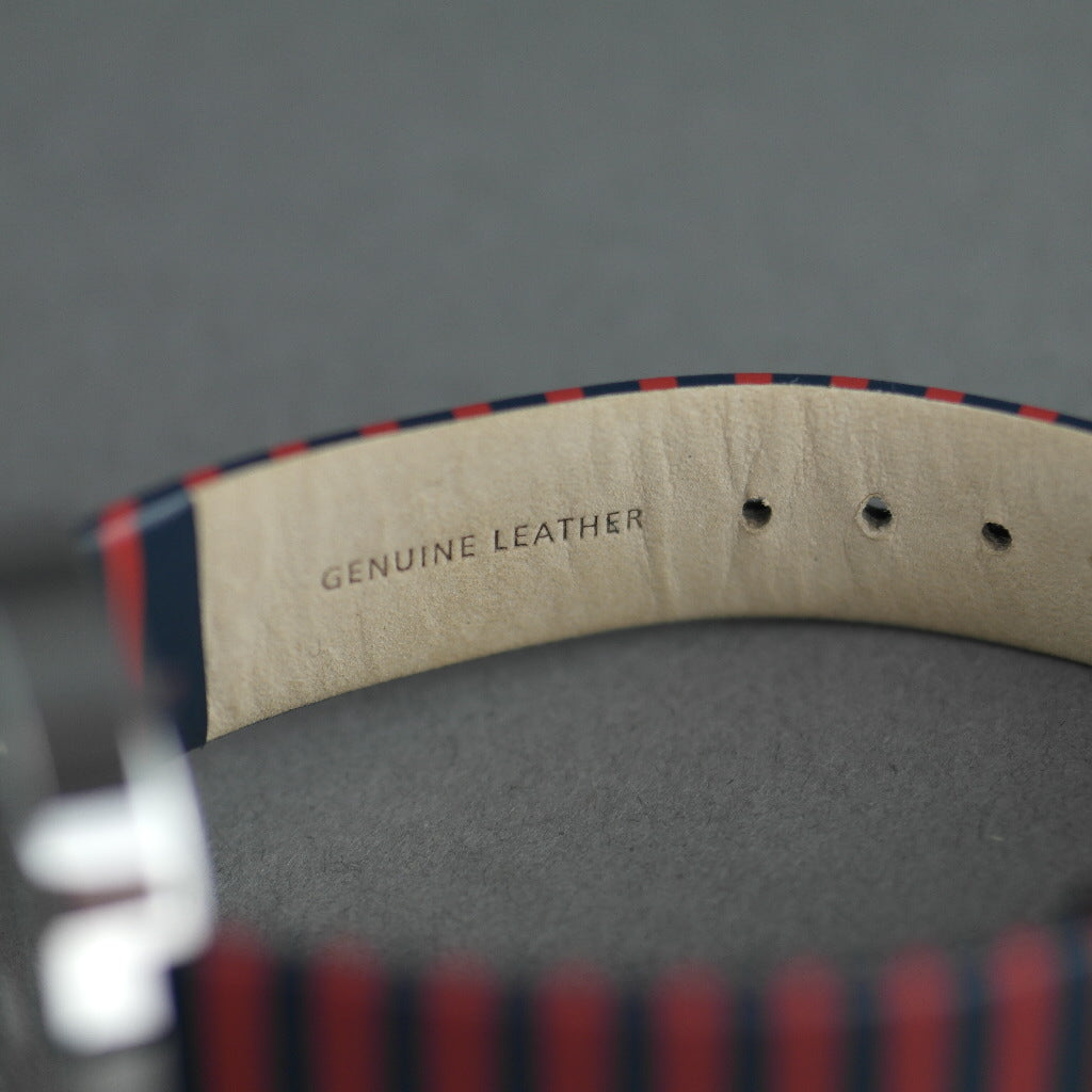 Lambretta Cielo Reloj de pulsera a rayas con correa de piel auténtica.