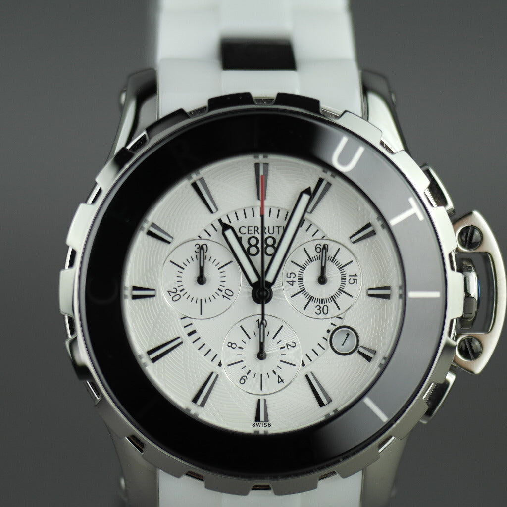 Cerruti 1881 Chronograph White ceramic wristwatch with bracelet