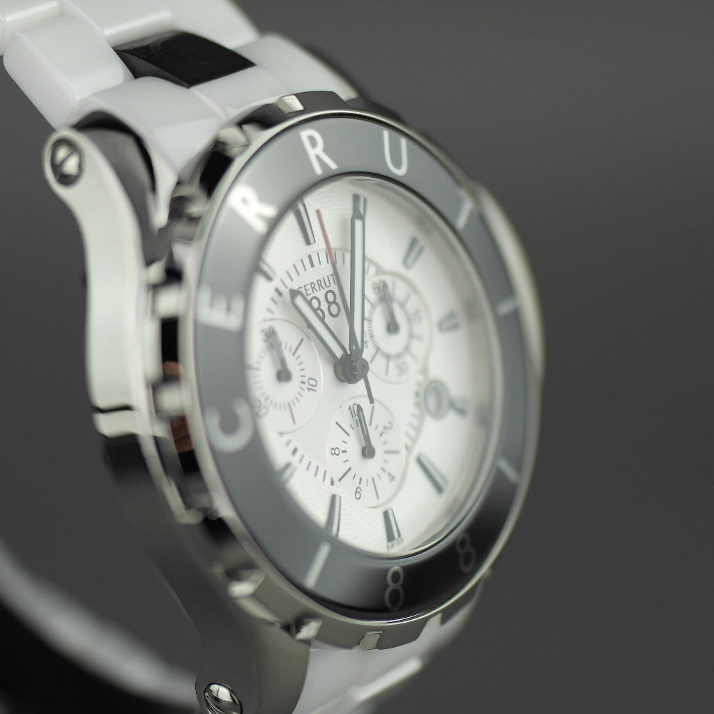 Cerruti 1881 Chronograph White ceramic wristwatch with bracelet