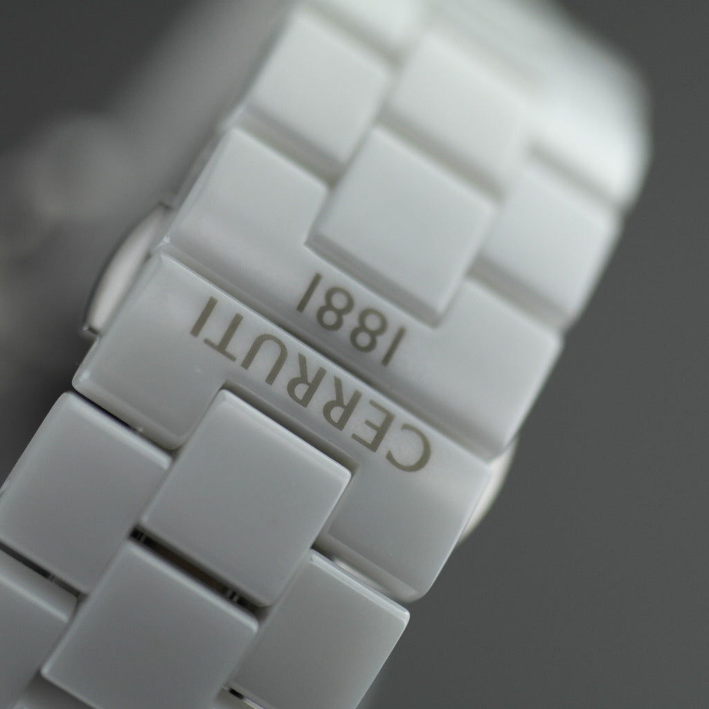 Cerruti 1881 Cronógrafo Reloj de pulsera de cerámica blanca con brazalete