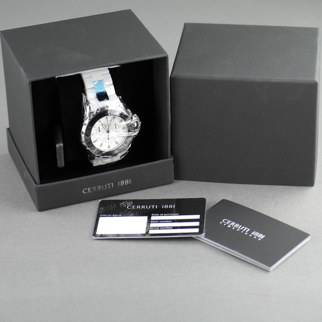 Cerruti 1881 Chronograph Weiße Keramikarmbanduhr mit Armband