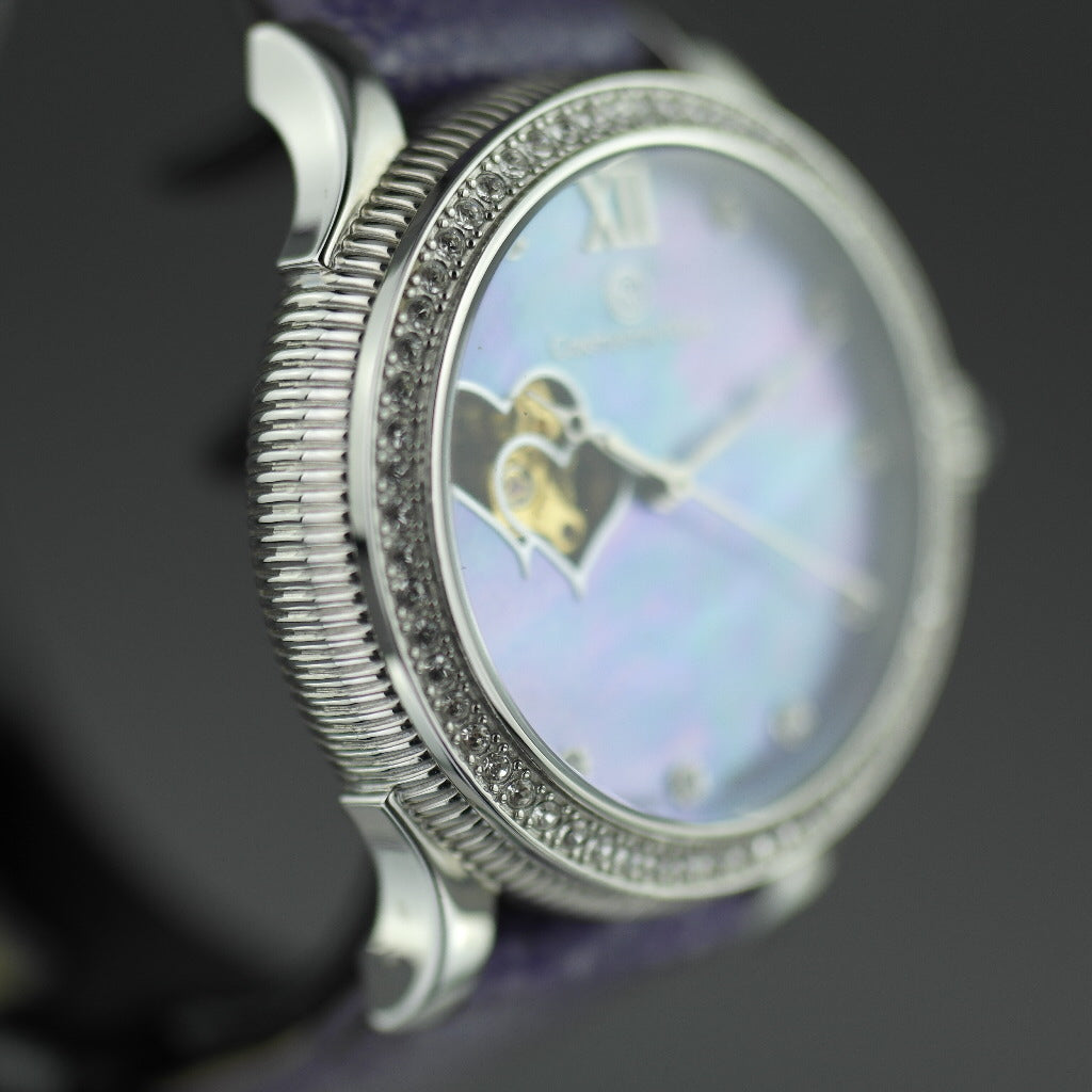 Constantin Weisz Purple Love Automatische Armbanduhr mit Perlmuttzifferblatt und verkrusteter Lünette