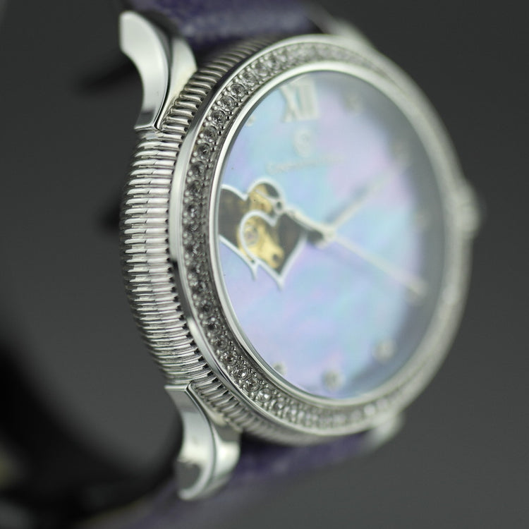 Constantin Weisz Purple Love Automatic nacre dial wrist watch with encrusted bezel