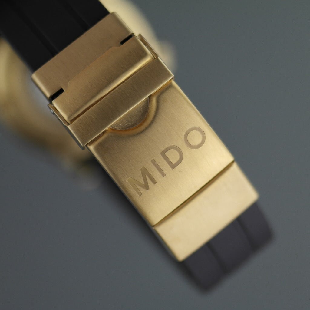 Mido Multifort Gold plated Automatic 25 Jewels wrist watch with rubber strap