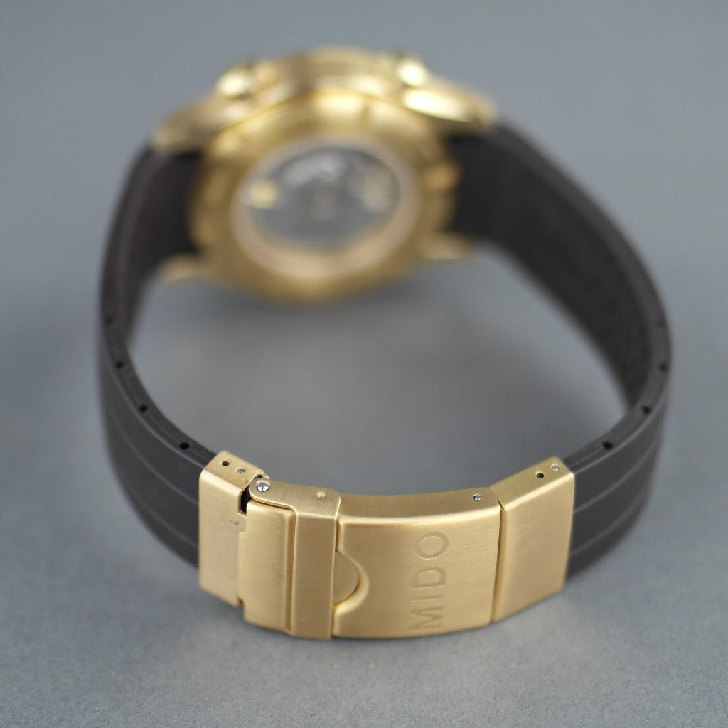 Mido Multifort Gold plated Automatic 25 Jewels wrist watch with rubber strap