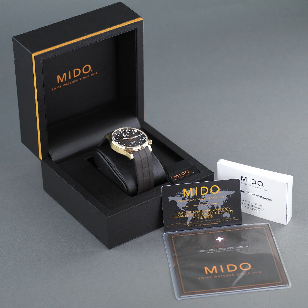 Mido Multifort Gold plated Automatic 25 Jewels wrist watch with rubber strap