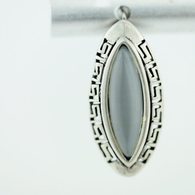 Pendientes vintage de plata de primera ley piedra lunar 925 gran regalo sólido llave griega 