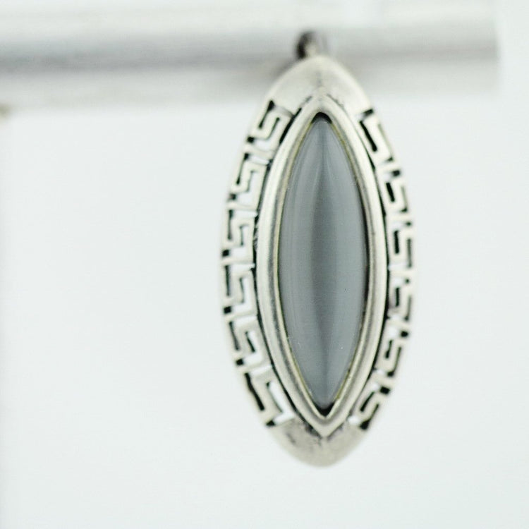 Vintage Sterling Silber Ohrringe Mondstein 925 tolles solides Geschenk griechischer Schlüssel 
