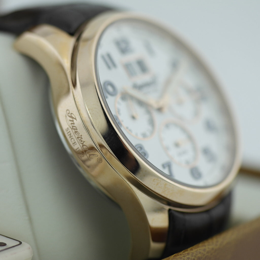 Tachymeter-Quarzuhr Ingersoll Exmouth, braunes Lederarmband