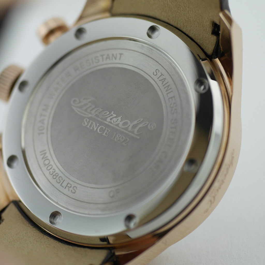 Tachymeter-Quarzuhr Ingersoll Exmouth, braunes Lederarmband