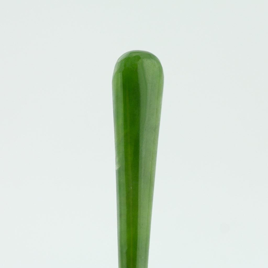 Antike Gabel aus Sterlingsilber von 1908 mit grünem Jade-/Nephrit-Griff
