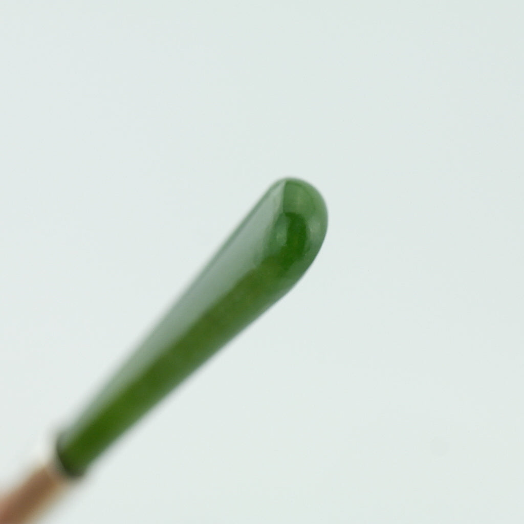 Antique 1908 sterling silver fork with green Jade / Nephrite handle