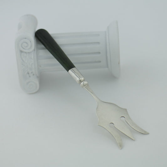 Antique 1921 solid silver fork with green Jade Nephrite handle