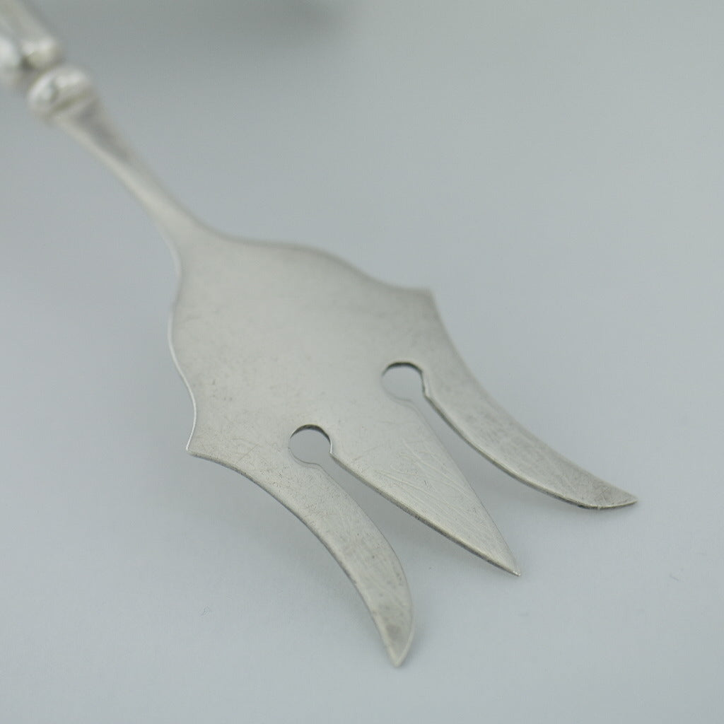 Antique 1921 solid silver fork with green Jade Nephrite handle