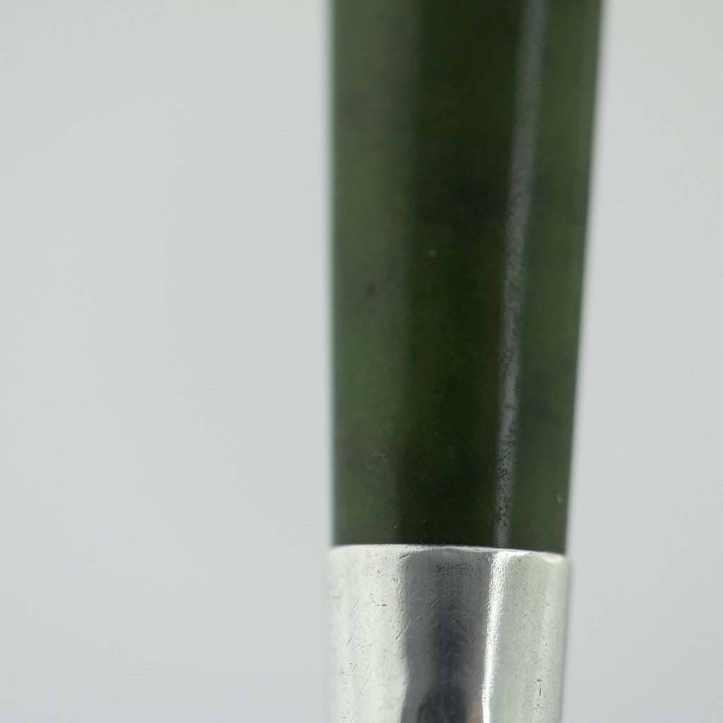Antique 1921 solid silver fork with green Jade Nephrite handle