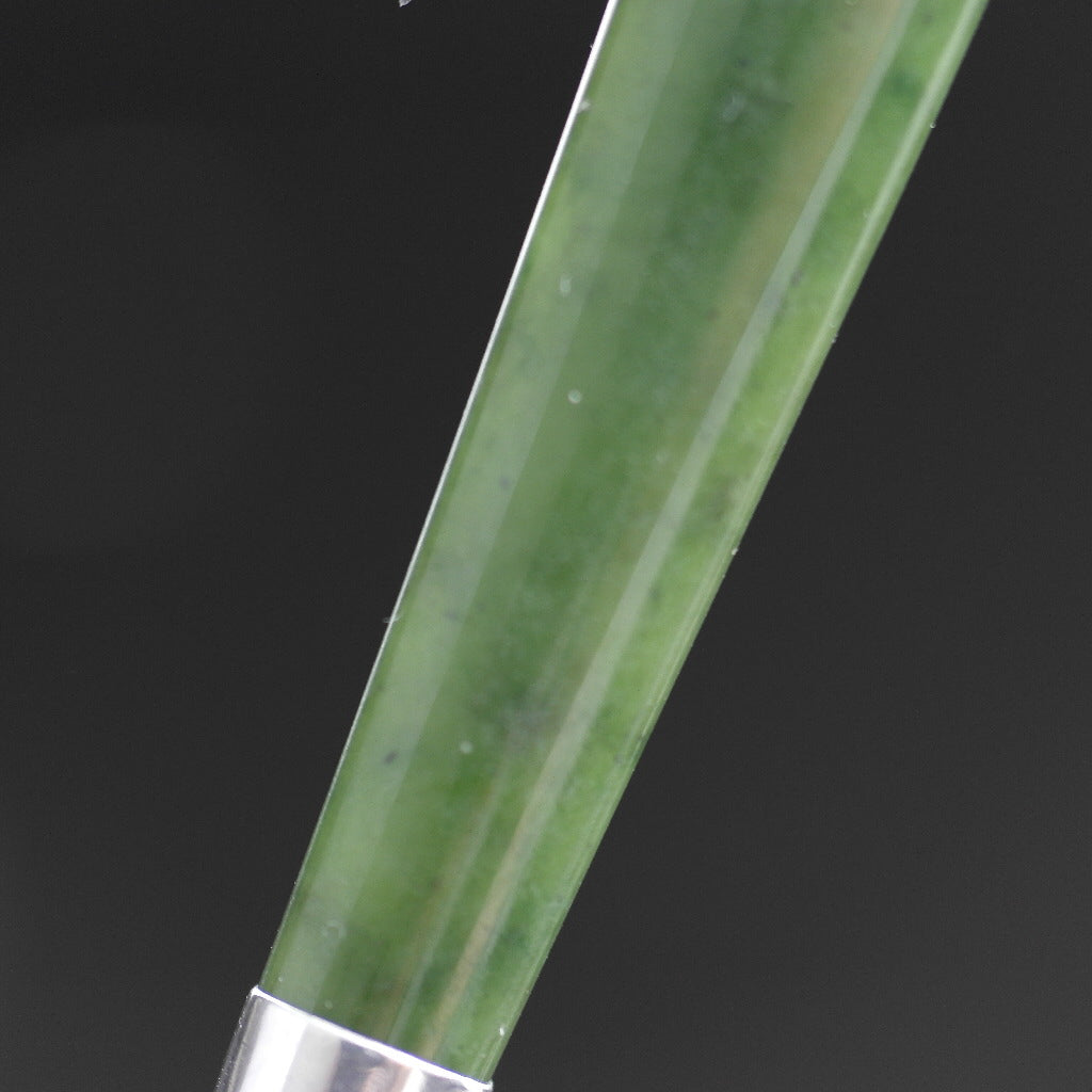 Antique 1921 solid silver fork with green Jade Nephrite handle