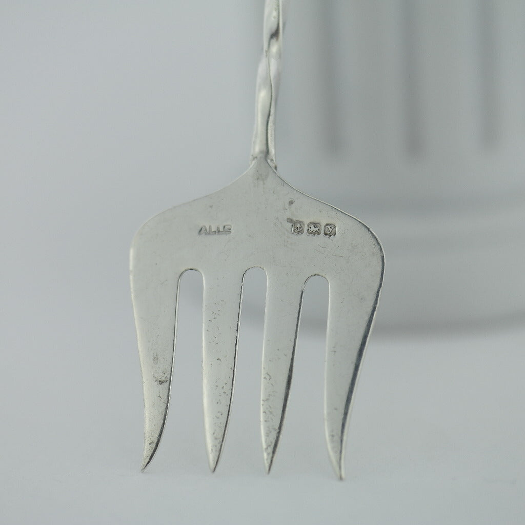 Antike Gabel aus Sterlingsilber von 1923 mit Perlmutt-/MOP-Griff, Birmingham
