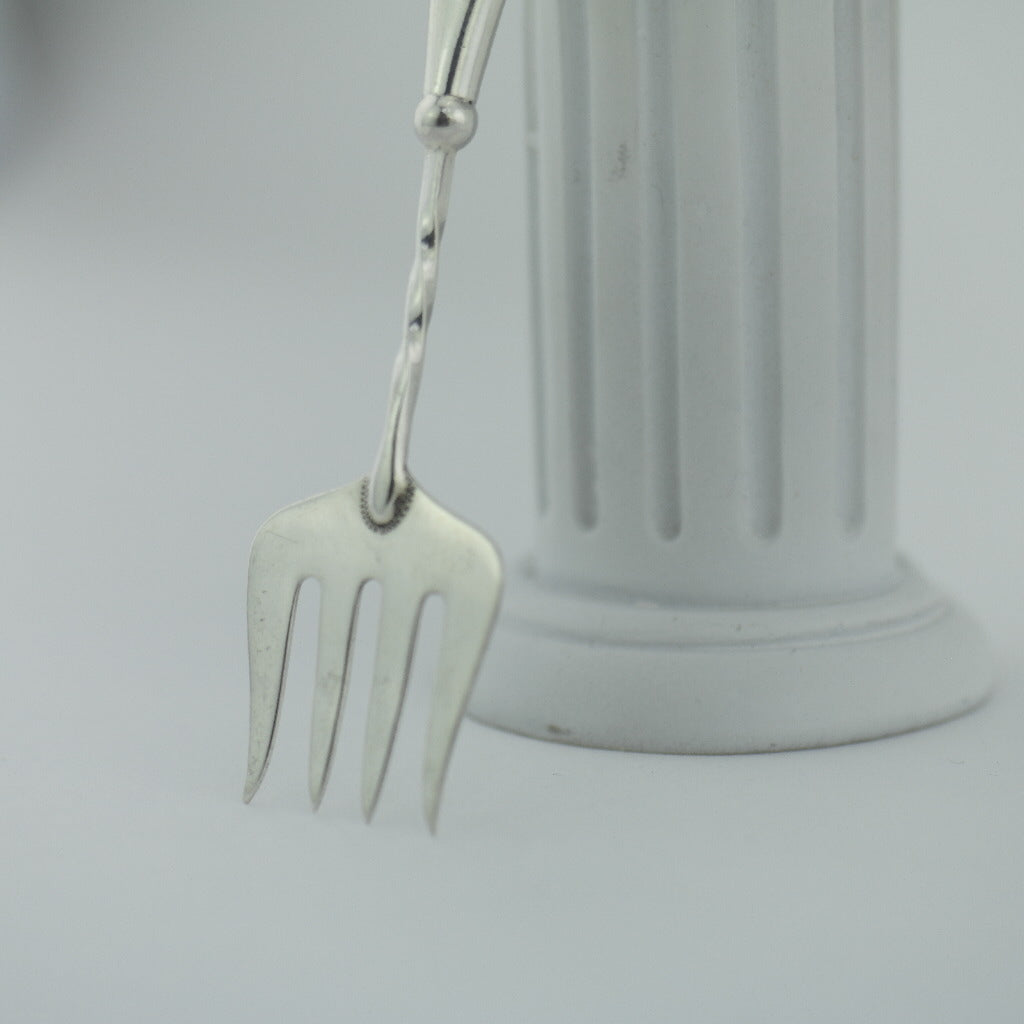 Antike Gabel aus Sterlingsilber von 1923 mit Perlmutt-/MOP-Griff, Birmingham