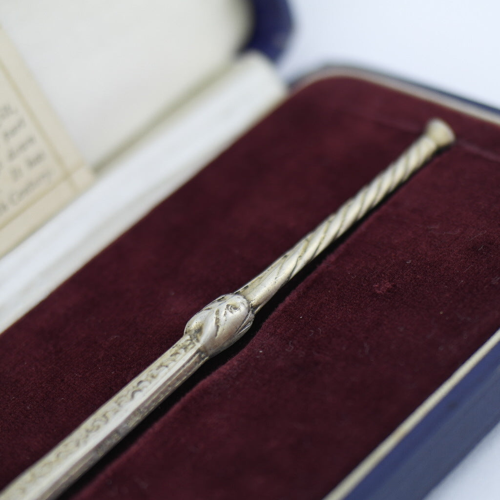 Antique 1936 solid silver anointing spoon 245mm made by Charles Edwin Turner in Birmingham