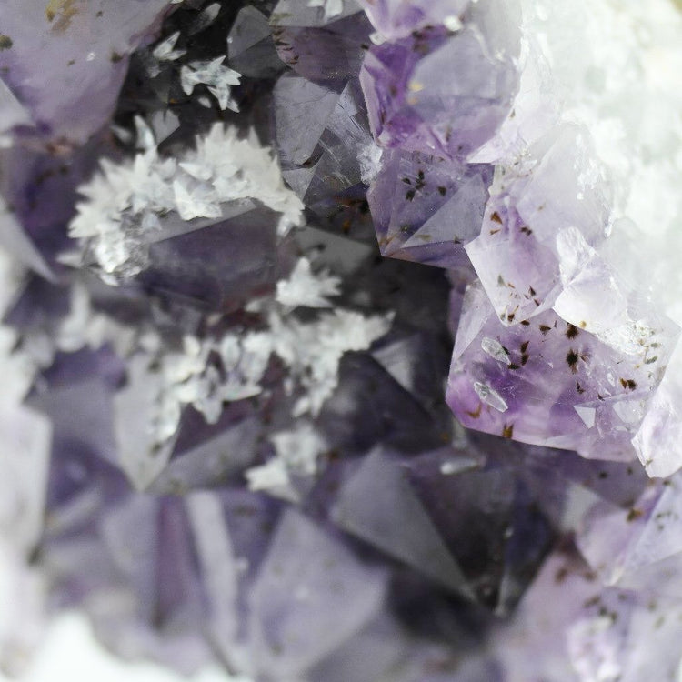 Large raw Amethyst Cluster statue on a Metal Stand