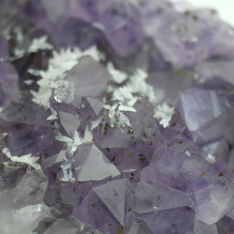 Large raw Amethyst Cluster statue on a Metal Stand