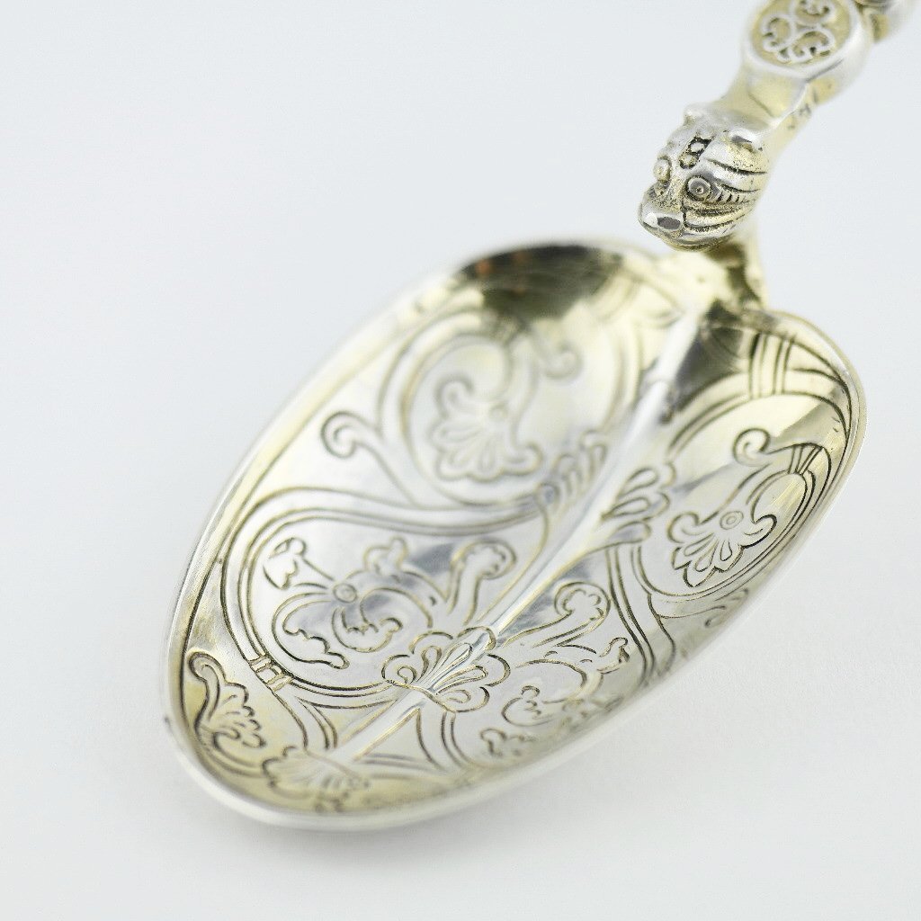 Cuchara de unción antigua de plata de ley de 1901 de 23 cm fabricada por Gourdel Vales en Birmingham