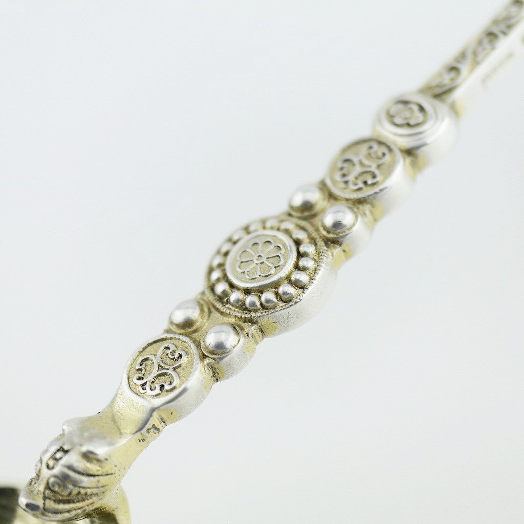 Antique 1901 sterling silver anointing spoon 23cm made by Gourdel Vales in Birmingham