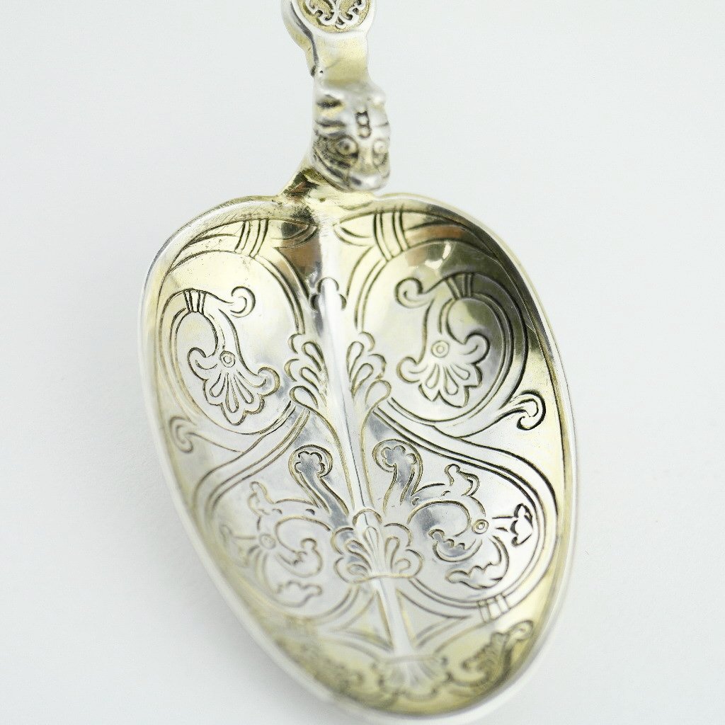 Cuchara de unción antigua de plata de ley de 1901 de 23 cm fabricada por Gourdel Vales en Birmingham