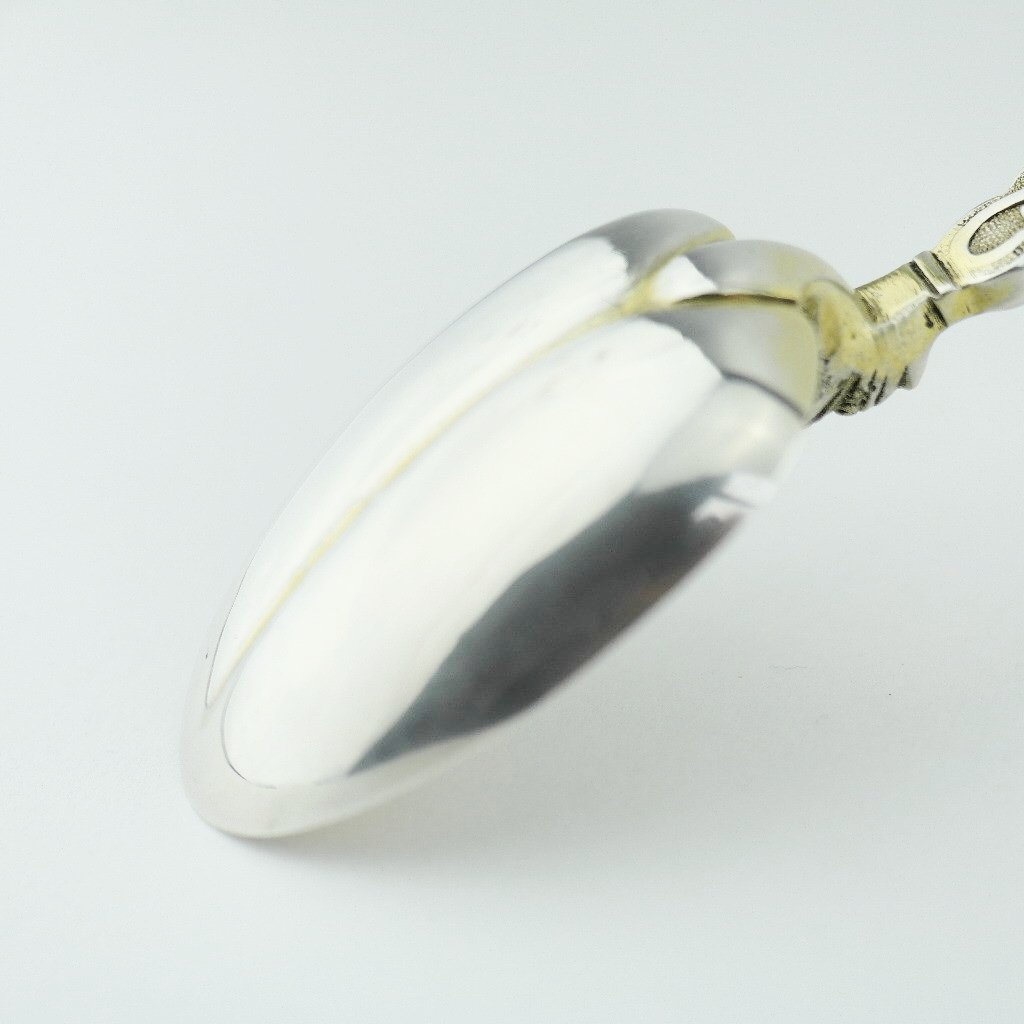 Cuchara de unción antigua de plata de ley de 1901 de 23 cm fabricada por Gourdel Vales en Birmingham