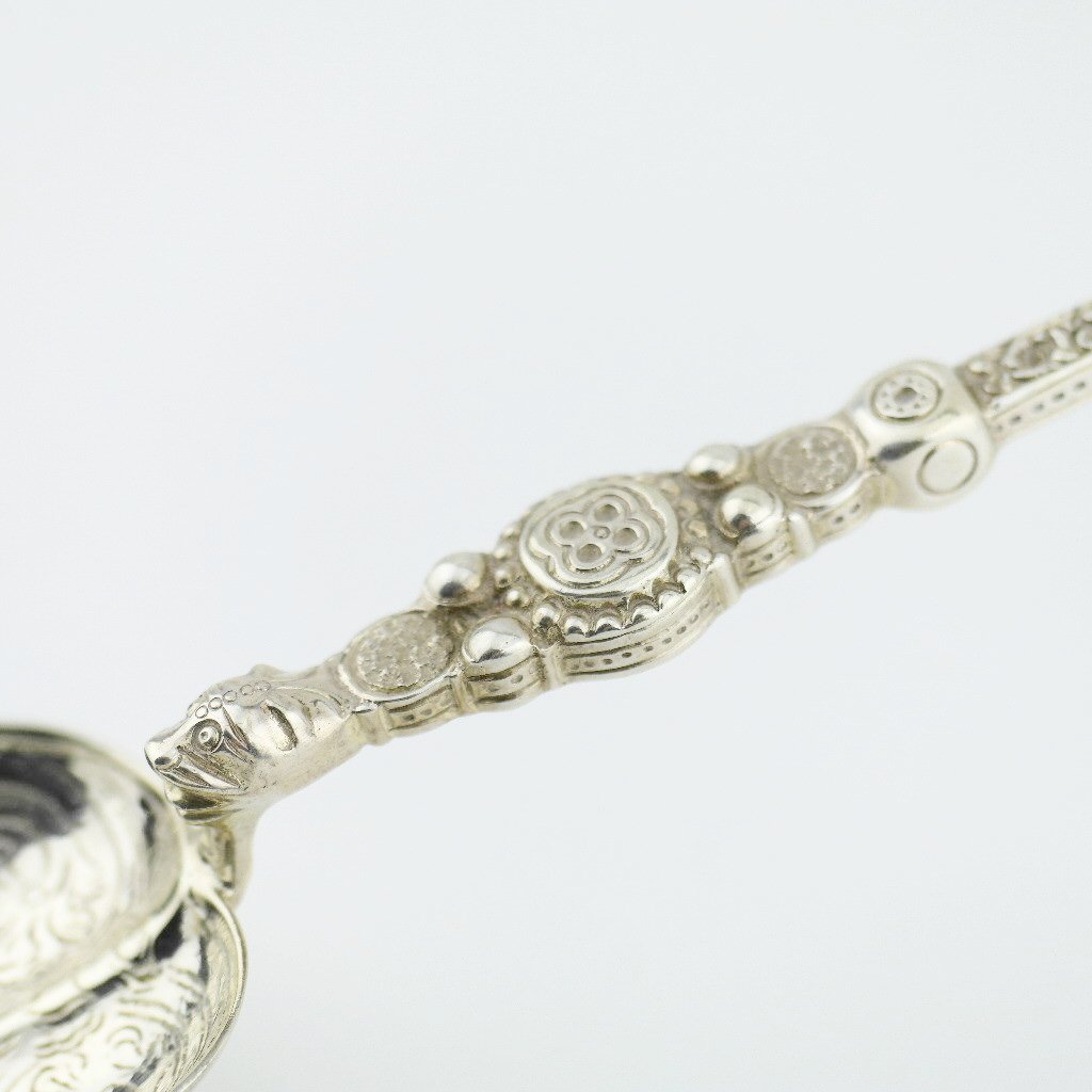 Cuchara de unción de plata de ley antigua de 1902 de 250 mm Coronación Real de Londres