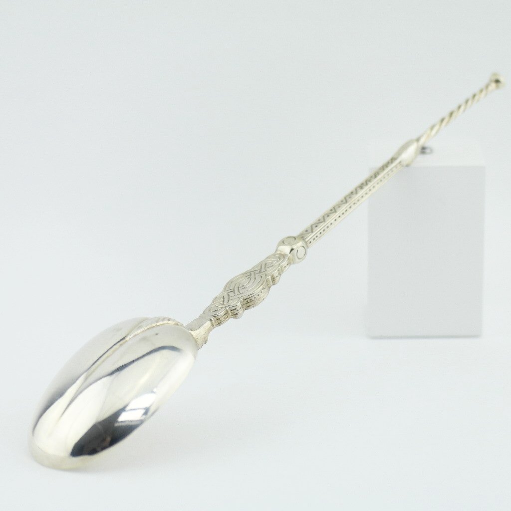 Cuchara de unción de plata de ley antigua de 1902 de 250 mm Coronación Real de Londres