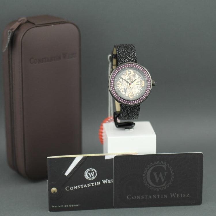 Constantin Weisz Skeleton Automatic wristwatch with pink encrusted bezel