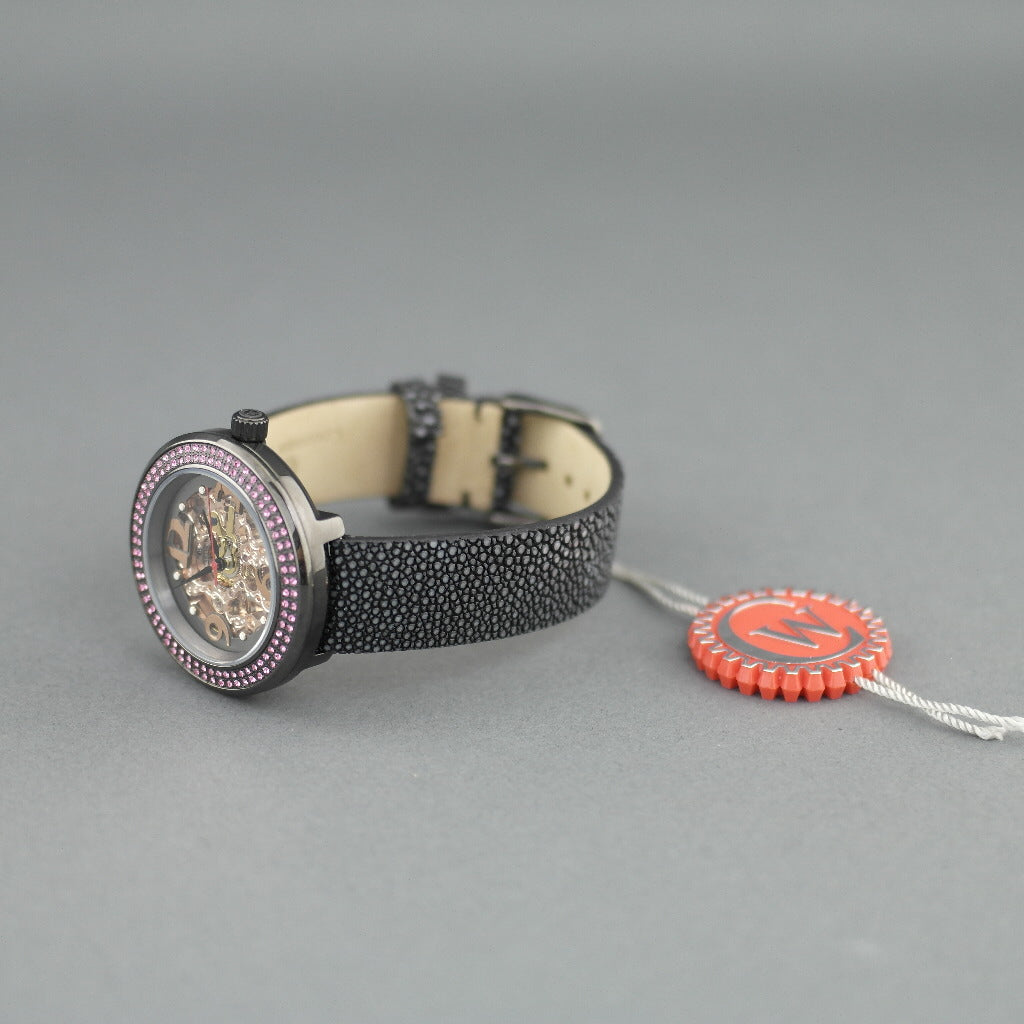 Constantin Weisz Skeleton Automatik-Armbanduhr mit rosafarbener Lünette