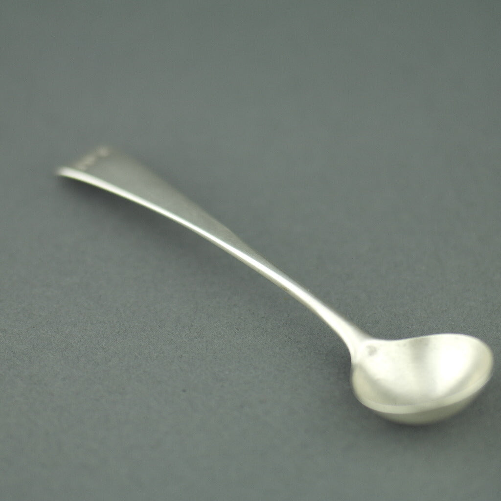 Antique 1810 sterling silver salt mustard spoon London Duty British Empire